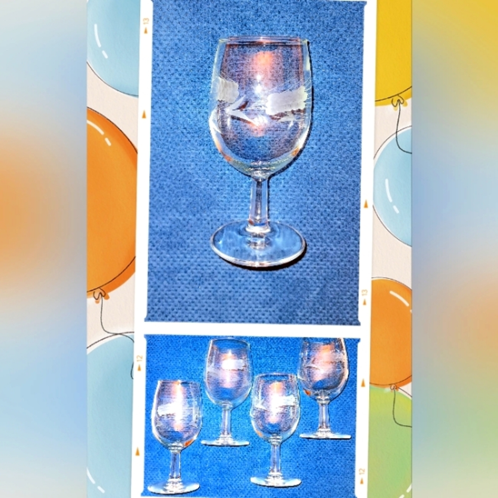 🥂 Javit 🥂 Crystal Etched Beverage Glass 🥂 SET of 4 🥂 Water / Wine